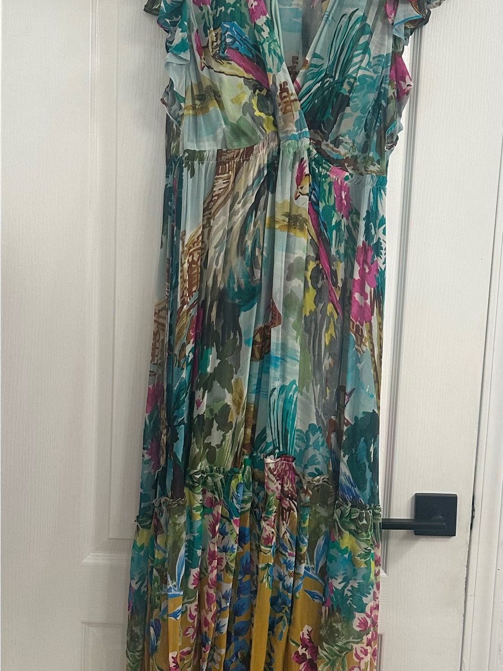 By Anthropologie V-Neck Flutter-Sleeve Dress Size M